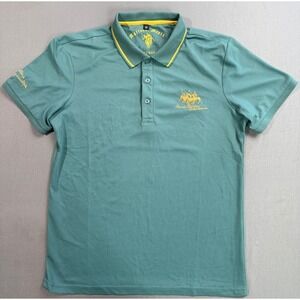 National Mearn Voguegood‎ Polo Shirt Medium Embroidered Green Yellow